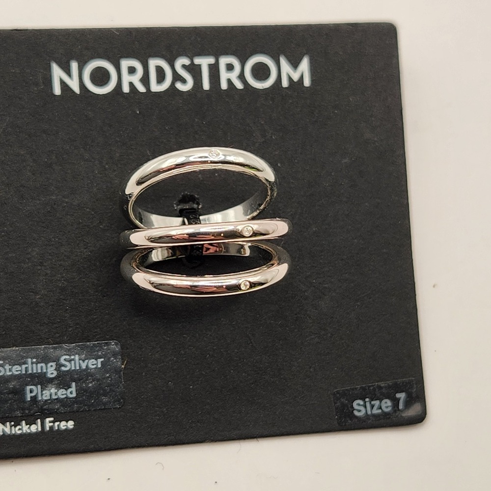 New Size 7 Nordstrom Multi-Band Ring Sterling Silver Plated Accent Stones3